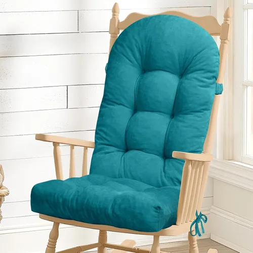 Vista 11 de Cojín para Silla Mecedora - Tela de Chenilla, Esponja de Alta Densidad, Almohadillas de Asiento Copetudas Antideslizantes y Duraderas con Lazos