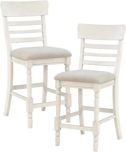 Vista 3 de Lexicon Héloïse - Silla de altura de mostrador (juego de 2), color blanco antiguo