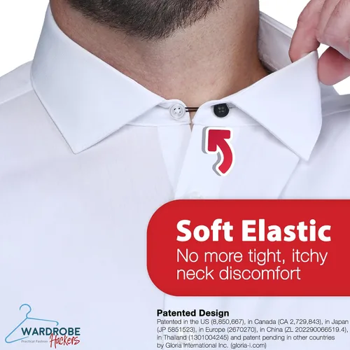 Vista 4 de Wardrobe Hackers Collar Extenders for Mens Shirts (Soft Elastic) Tight Neck Collar Relief - Expander Buttons for Dress Shirts