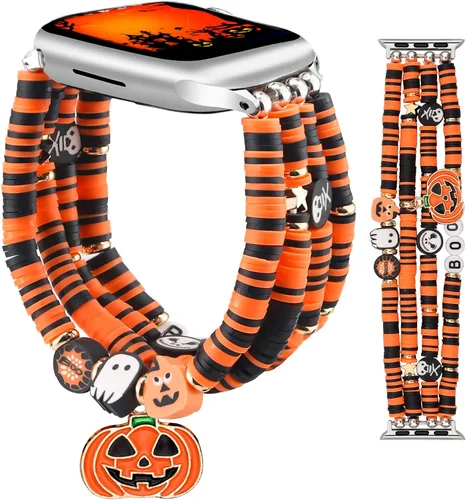 Vista 24 de JR.DM - Pulsera de cuentas compatible con Apple Watch de 40 mm, 38 mm, 41 mm, 42 mm; correa elástica hecha a mano para iWatch Series