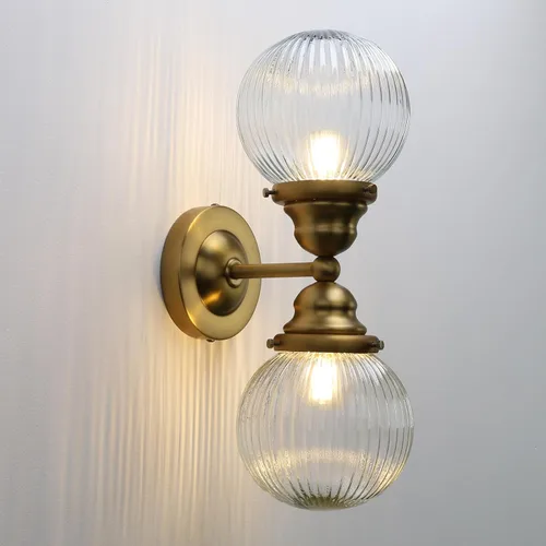 Vista 10 de Pathson Milk White Glass Wall Sconces Lighting, 2 Lights Industrial Wall Vanity Light Fixtures Brass Finish, Vintage Wall Sconce Lamp for Bathroom