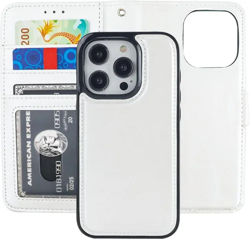 Vista 22 de Bocasal Funda tipo cartera desmontable para iPhone 15 Pro con bloqueo RFID, ranuras para tarjetas, soporte de cuero PU premium magnético con soporte