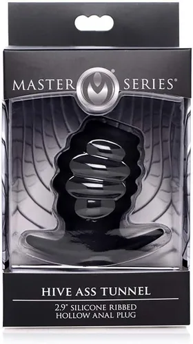 Vista 2 de Master Series HIve Ass Tunnel - Tapón anal hueco de silicona acanalado, pequeño