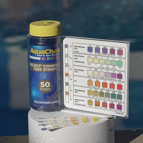Vista 2 de AquaChek Select Connect - Kit completo de tiras reactivas de 7 vías para piscina y spa, tiras de prueba de piscina para pH, cloro total, cloro