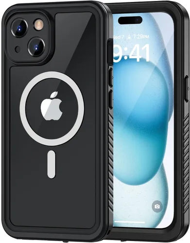 Vista 16 de Lanhiem Funda para iPhone 14, impermeable IP68 a prueba de polvo con protector de pantalla integrado, resistente a prueba de golpes de cuerpo Negro