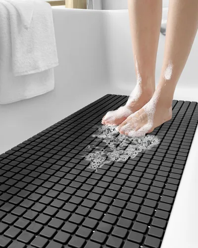 Vista 15 de DEXI Alfombrilla de Tina Antideslizante 16x35, Alfombrillas de Ducha para Baño y Tina, Alfombrilla de Baño Ovalada Lavable con Ventosas y Orificios