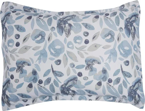 Vista 3 de Amazon Basics Juego de edredón Queen, microfibra suave, lavable a máquina, color acuarela azul con estampado floral, 10 piezas