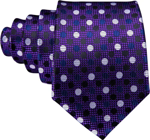 Vista 64 de Barry.Wang Corbatas de seda para hombre, diseño de lunares, gemelos cuadrados de bolsillo, gemelos para negocios, boda