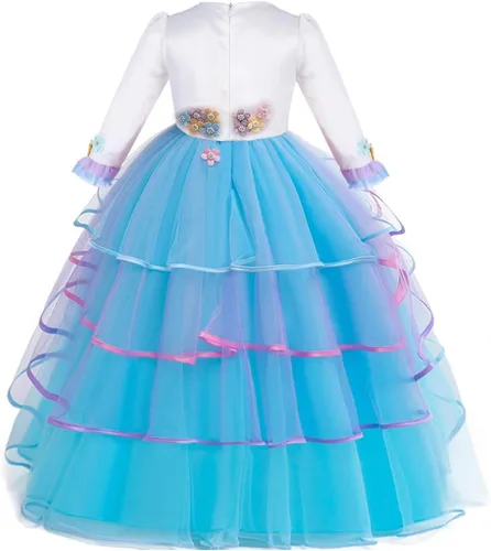 Vista 17 de REXREII Vestido largo de tul de manga larga para niñas con diadema, disfraz de Halloween, princesa, cumpleaños, Navidad, baile