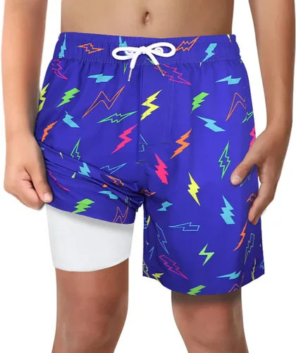 Vista 20 de Trajes de Baño para Niños con Forro de Compresión Cómodos Shorts de Natación Anti-Rozaduras Elásticos UPF Secado Rápido Talla 3T-20 Estrellas Águila