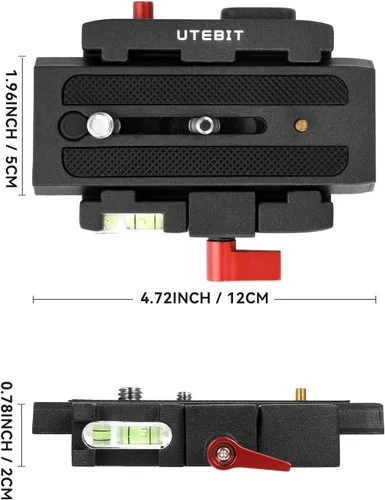 Vista 3 de UTEBIT Placa de liberación rápida P200 – Placa base de trípode de cámara de aleación de aluminio con orificio de tornillo de 1/4 y 3/8 pulgadas