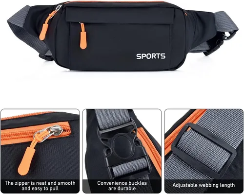 Vista 3 de Riñonera deportiva para hombres y mujeres, cangurera grande, bolsa cruzada para la cintura, transpirable, duradera, ligera y cómoda, gran capacidad
