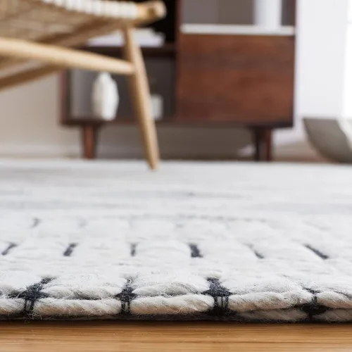 Vista 6 de SAFAVIEH Vermont Collection - Alfombra de pasillo de 2 pies 3 pulgadas x 8 pies, gris y marfil, hecha a mano de lana geométrica bohemia moderna
