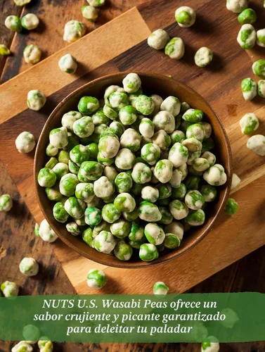 Vista 6 de NUTS U.S. - Guisantes verdes recubiertos de Wasabi, crujientes y picantes en bolsa resellable (1 libra)