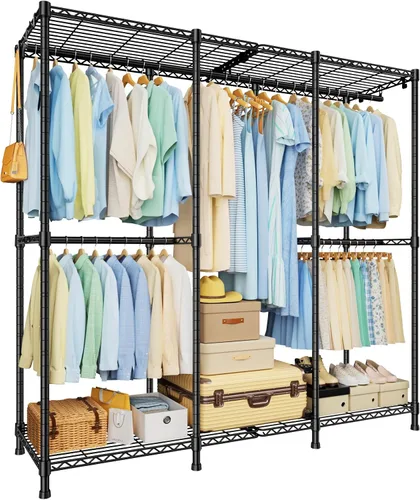 Vista 10 de ULIFHOME E14 Max - Perchero de ropa resistente, percheros independientes para colgar ropa, organizadores de armario ajustables y almacenamiento