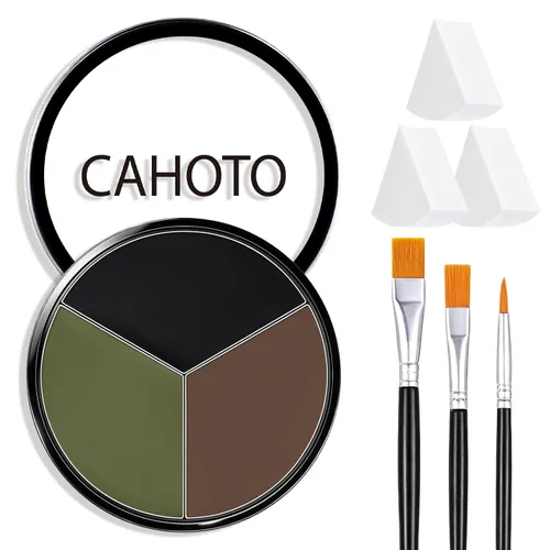 Vista 16 de Negro Blanco Gris 3 Colores Cara Cuerpo Pintura Con Esponja Y