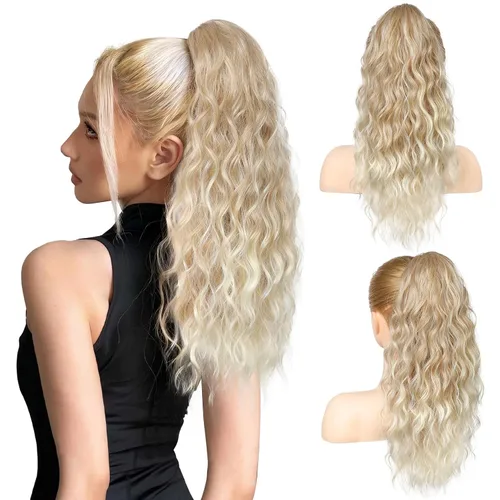 Vista 15 de REECHO Extensión de cola de caballo, extensiones de cabello rizado de cola de caballo de 18 pulgadas, extensiones de cabello sintético natural