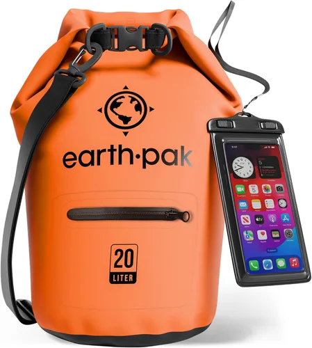 Vista 45 de Earth Pak Bolsa seca impermeable con bolsillo con cremallera, mochila impermeable para mantener el equipo seco