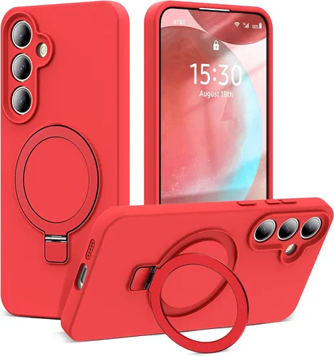 Vista 24 de SKYLMW - Funda para Samsung Galaxy S23 con soporte, 6.1 pulgadas, color negro Soporte de anillo magnético, compatible con Mag-Safe, funda