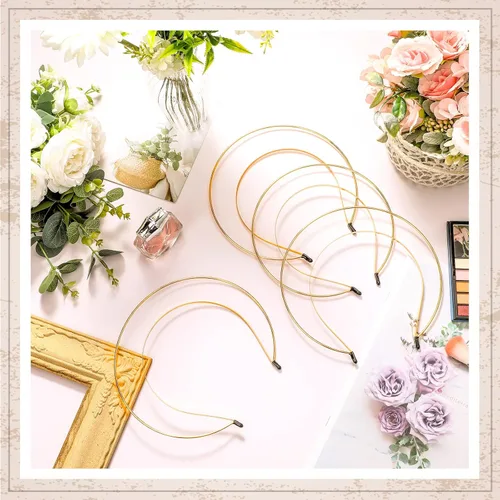 Vista 7 de 10 bandas para el pelo de ángel nupcial de metal con doble alambre de 8.19 x 7.83 x 1.26 pulgadas, accesorios de corona de boda para mujeres, fiesta