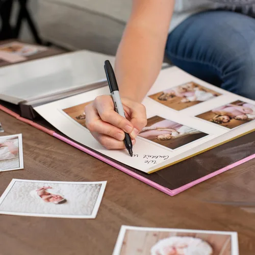Vista 9 de Álbum de fotos familiar autoadhesivo con páginas – Libro de recortes de cuero vegano con espacio para escribir y 20 hojas magnéticas adhesivas