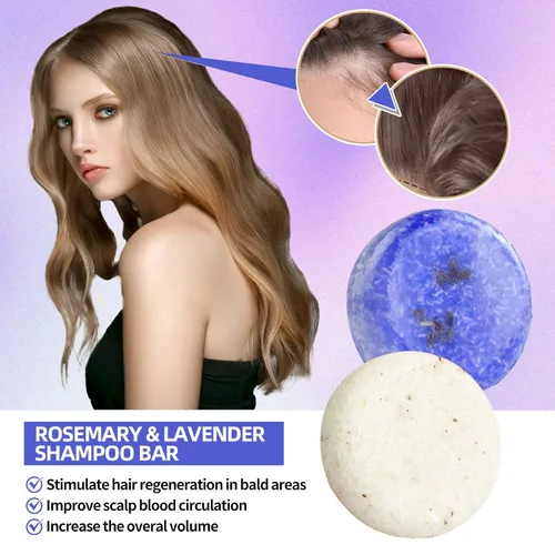 Vista 5 de DBEAUTYM Paquete de 2 barras de champú para el cabello con lavanda y romero, limpieza profunda para la pérdida de cabello del cuero cabelludo