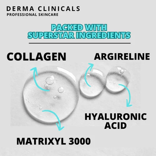 Vista 3 de DERMA CLINICALS Suero de péptido de colágeno con Matrixyl 3000 + Argireline, suero de ácido hialurónico, suero facial de colágeno