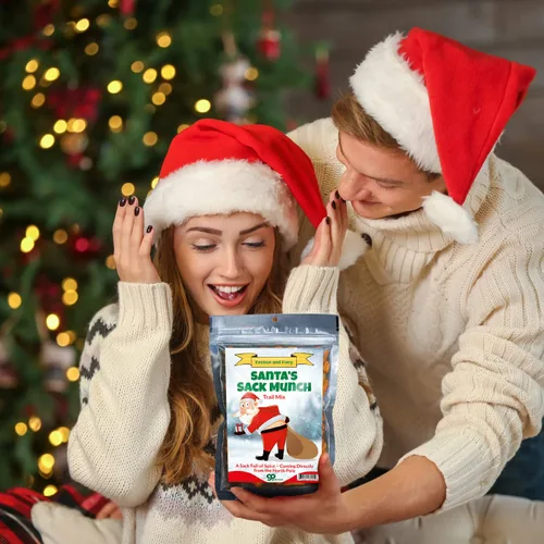 Vista 7 de Santa's Sack Munch Spicy Trail Mix - Divertido diseño de Papá Noel de luna - Regalos comestibles para hombres - Mezcla picante, fabricado