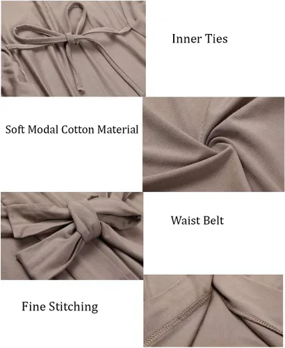 Vista 3 de Bata larga para mujer, suave, tipo kimono, ligera, ropa de dormir, bata de maternidad, de punto, para estar en casa