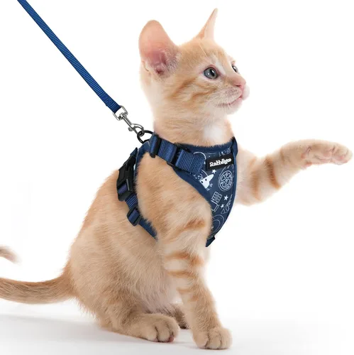 Vista 91 de rabbitgoo Cat Harness and Leash Set, Escape Proof Vest, Berry Pounce Soft Breathable Mesh, Easy Adjustable Fit, Snap Buckles, Sturdy Clip