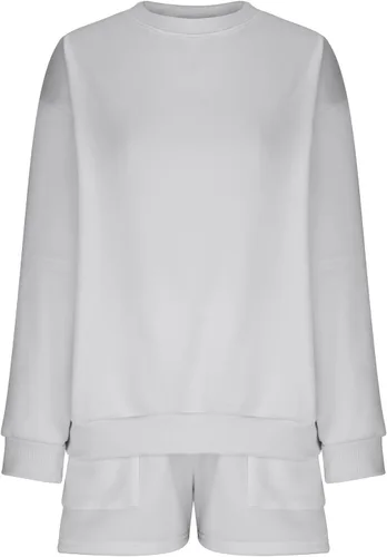 Vista 8 de Sweatshirt and Sweatpants Set Women Crew Neck Tops and Shorts Track Suits for Women Set Y2K Casual Travel Outfit