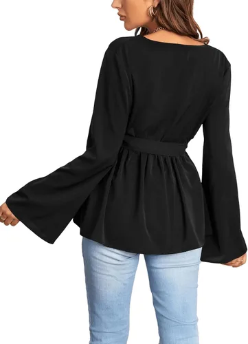 Vista 2 de Verdusa Blusa de maternidad de manga larga con cuello en V para mujer