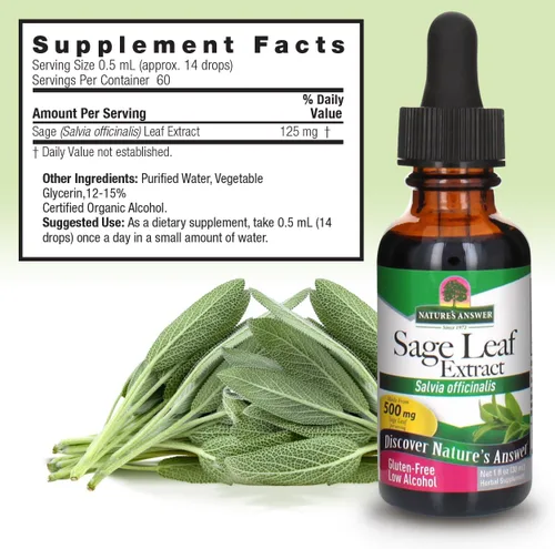 Vista 4 de Nature 's Respuesta Sage Leaf con orgánico Alcohol, 1-Fluid onza