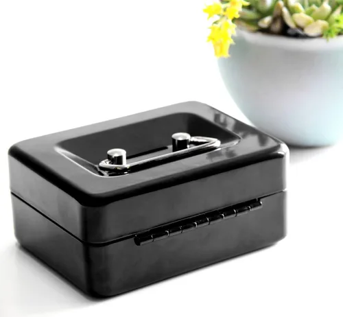 Vista 8 de Jssmst SMCB003 - Caja fuerte con cerradura, regalos de cumpleaños 2017, caja metálica para niños, adultos, resistente, 100% segura , Negro