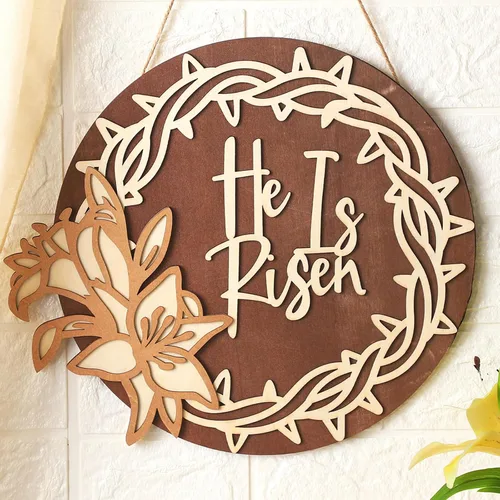 Vista 12 de Juexica Coronas de Pascua para puerta delantera, letrero de madera de bienvenida, colgador de puerta, decoración de primavera, placa colgante