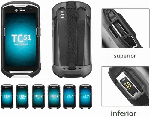 Vista 5 de IYOUBOL Funda protectora para parachoques con correa de mano para Zebra TC51 TC510K TC52 TC56 TC57 Negro