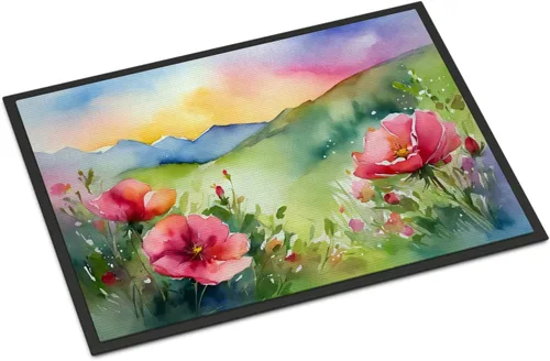 Vista 45 de Caroline's Treasures DAC1621MAT - Felpudo con diseño de camelia en acuarela de 18 x 27 pulgadas, tapete para puerta delantera, para interiores