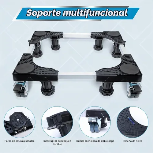 Vista 6 de I'SMARTMOON Mini soporte ajustable para refrigerador con ruedas, resistente para refrigerador pequeño, lavadora, congelador, enfriador de vino, se