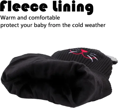 Vista 3 de Bbaby - Conjunto de bufanda y gorro de invierno para niños pequeños, bufandas con capucha y forro polar cálido