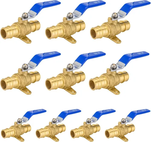 Vista 19 de Válvula de bola azul, válvula de cierre Pex A de 1/2 pulgada con oreja, válvula de bola de cierre Pex de puerto completo de latón para agua, aire