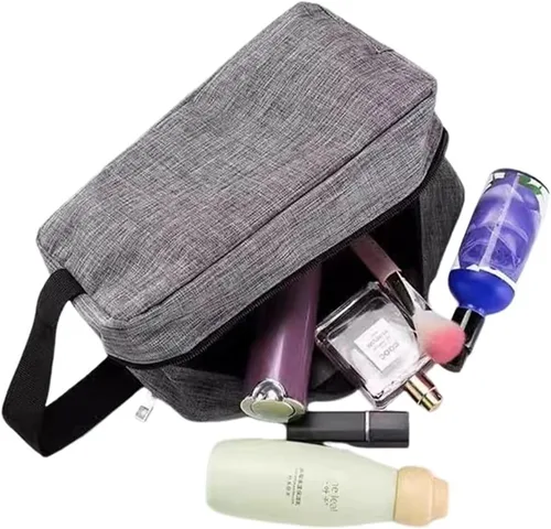 Vista 3 de Trawila Neceser de viaje para mujeres y hombres, organizador de maquillaje para cosméticos, artículos de tocador, herramientas de cepillos, Negro