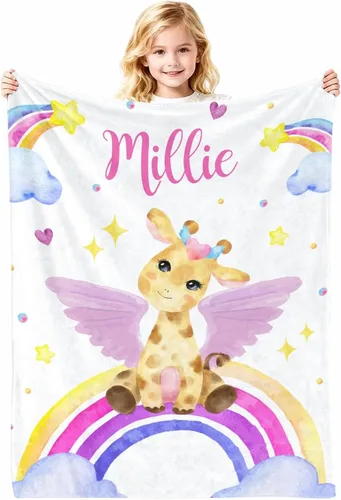 Vista 32 de Manta de bebé personalizada con nombre, cobijas de franela suaves y personalizadas con diseño de animales para recién nacidos, niños y niñas