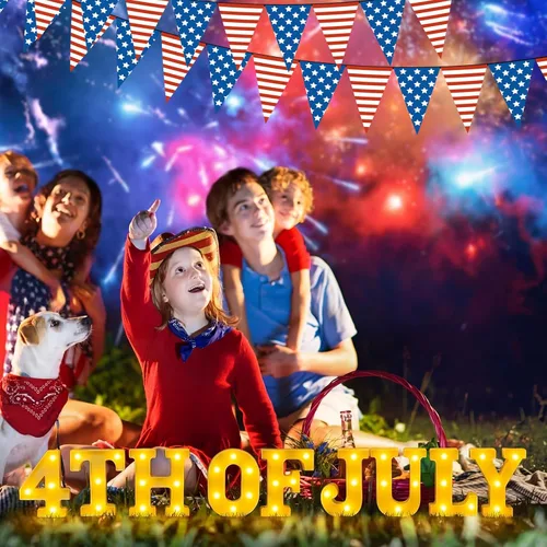 Vista 6 de Honoson 9 Pcs 4th of July Lights Decorations, LED Patriotic Table Lighting