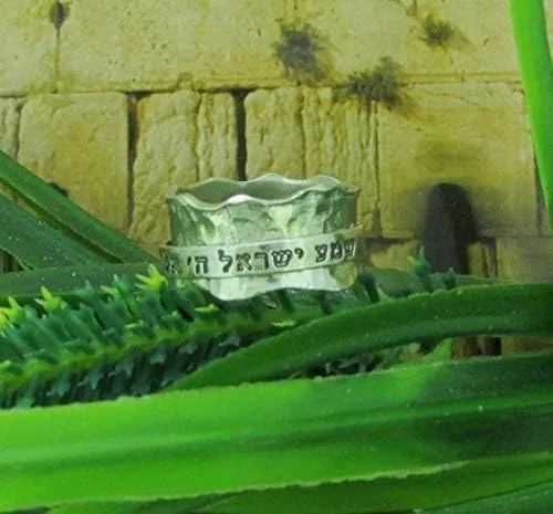 Vista 4 de Shema Israel ring - 925 Sterling silver spinner ring, personalized Hebrew ring, Judaica Israeli ring, jewish jewelry, wedding ring, custom
