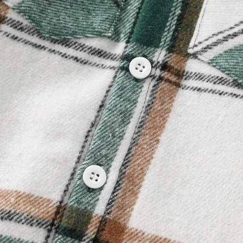Vista 5 de YOUNGER TREE Conjunto de sudadera con capucha para niños pequeños, conjunto de camisa de franela a cuadros para otoño, invierno y primavera