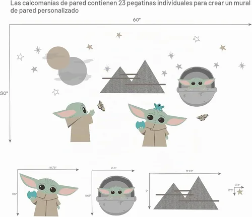 Vista 2 de Lambs & Ivy Star Wars The Mandalorian The Child/Baby Yoda - Calcomanías de pared