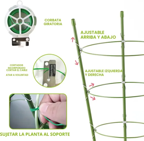 Vista 3 de Kgozwon Paquete de 4 jaulas de soporte para plantas de tomate para jardín, enrejado de 18 pulgadas para plantas trepadoras, estacas de plantas