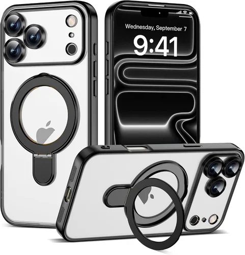 Vista 120 de Funda compatible con iPhone 12 con soporte de anillo magnético invisible [compatible con Mag-Safe] [Protector completo de lente de cámara] Funda