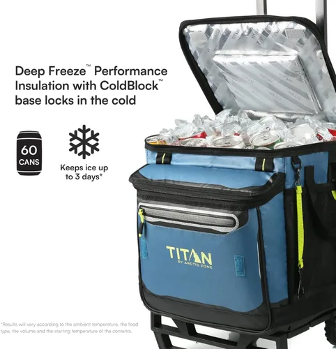 Vista 2 de Titan by Arctic Zone Collapsible Wheeled Soft Sided Cooler with Detachable Rolling AT Cart, Insulated Bag with Leak Proof Lining, for Travel, Beach