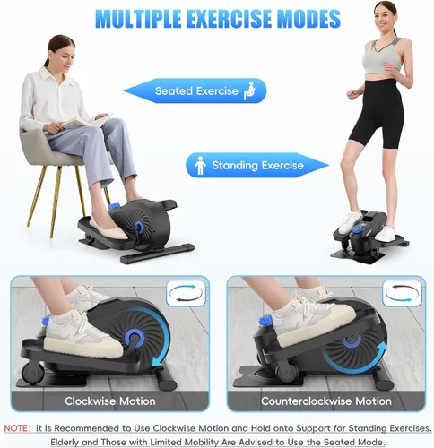 Vista 4 de FUNMILY Under Desk Elliptical, Under Desk Bike Pedal Exerciser, Fully Assembled Leg Exerciser 2 in 1 Seated Standing Elliptical, Ultra-Quiet Mini